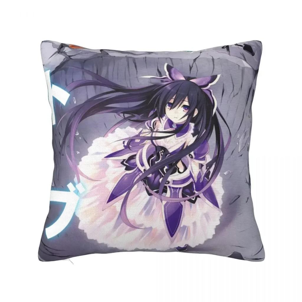 Cute Tohka Yatogami Yoshino Tokisaki Kurumi Square Pillow Case Date A Live Anime Cushion Covers Pillowcase for Home 18"x18"