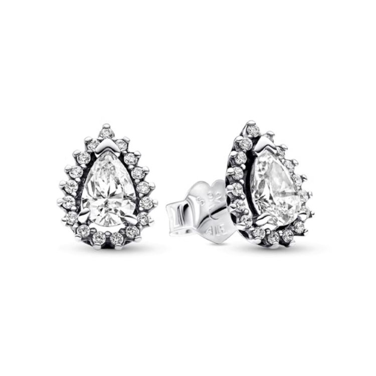 Pandora Shining Pear Shape 925 Silver Cubic Zirconia Stud Earrings Women earrings 292834C01 Box