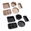 6pcs Bakeware Set Loose Bottom Carbon Steel Anti Stick Baking Pans Set for Toast Muffin Pizza