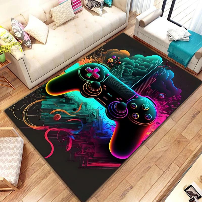 3D 80s Gamer Controller Area Rug Large,Carpet Rug for Living Room Bedroom Kitchen Decoration,Kid Play Game Non-slip Floor Mat