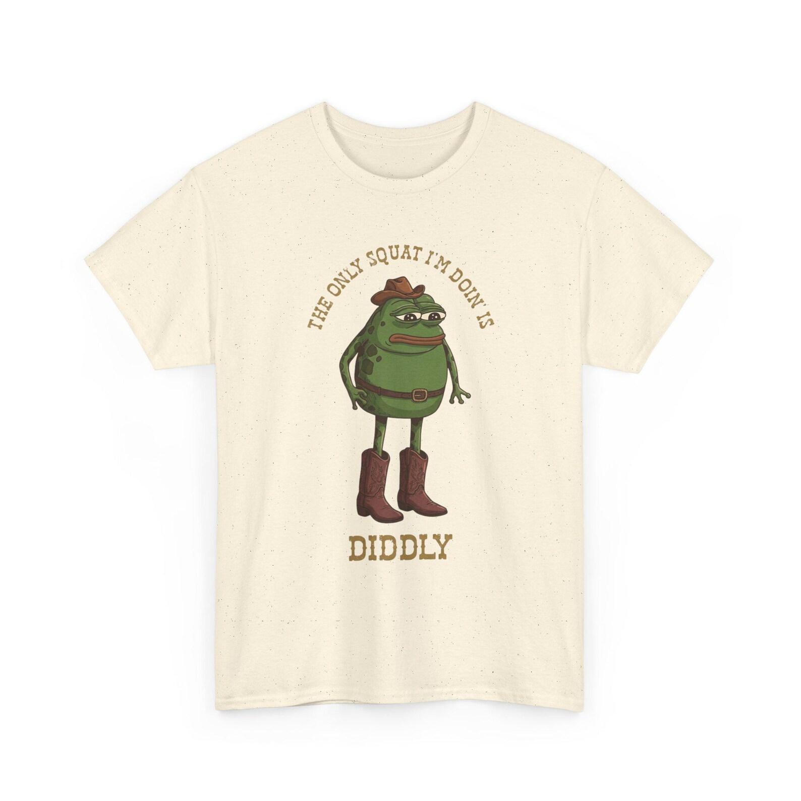 The Only Squat I m Doin Is Diddly Funny Cowboy Frog Shirt Western Humor Lazy Gym Graphic Tee 3XL