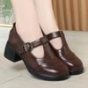Retro-Lederschuhe Damen Frühling und Herbst Mary Jane Damenschuhe High Heels Einzelne Schuhe zu Röcken Dicke Absätze Bequeme T-Schuhe