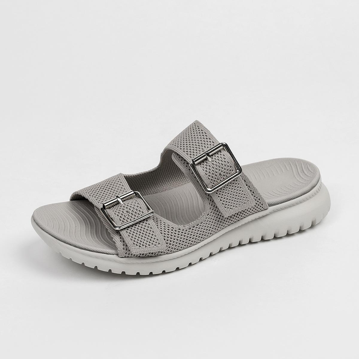 

Женские летние квадратные носки на толстой подошве, ультралегкие тапочки, повседневные однотонные нескользящие тапочки, размеры 36-41 36 серый