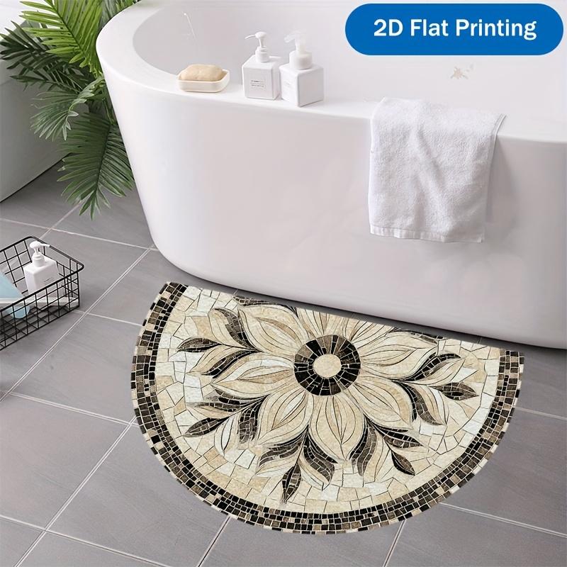 Bohemian Style Semi-Circular Carpet Soft Non-Slip Decorative Mat 2D Print Aesthetic Rug for Entrance Porch Festive Home Decor