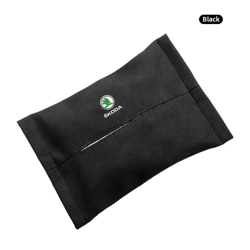 

2025 New Car Accessories Tissue Bag Organizer Auto Tissue Boxes For Skoda Octavia A2 A5 A7 Fabia Rapid Karoq Superb Kodiaq RS Sc чёрный