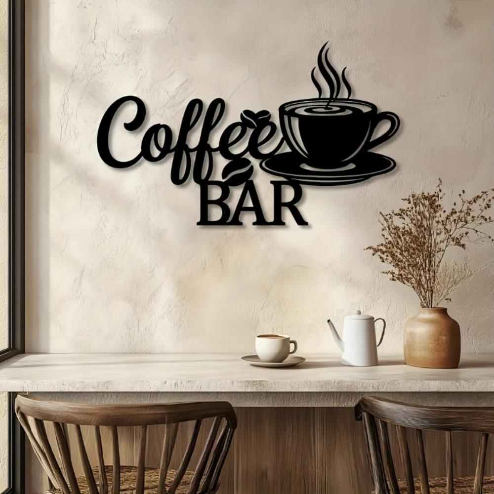 1pc Coffee Bar Metal Wall Art Decor Sign Home Scene Themed Party