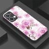 Reno 14F Shockproof Glass Phone Case For OPPO Reno 13F 13 Pro 12F 11F 11 Pro 10X 10 Pro Plus Pink Florals Painting Cover