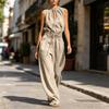 Tuta senza maniche Vestibilità ampia Gamba larga Vita con coulisse Scollo con buco Estate Casual Stile di strada Romper