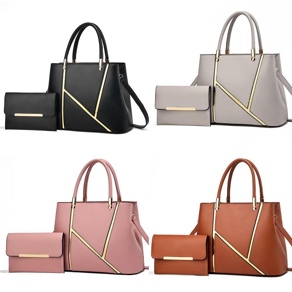 High Quality PU Leather Ladies Hand Bags Big Size Handle Design Leather Shoulder Bag Shoulder Strap Big Tote Handbag Women Girls