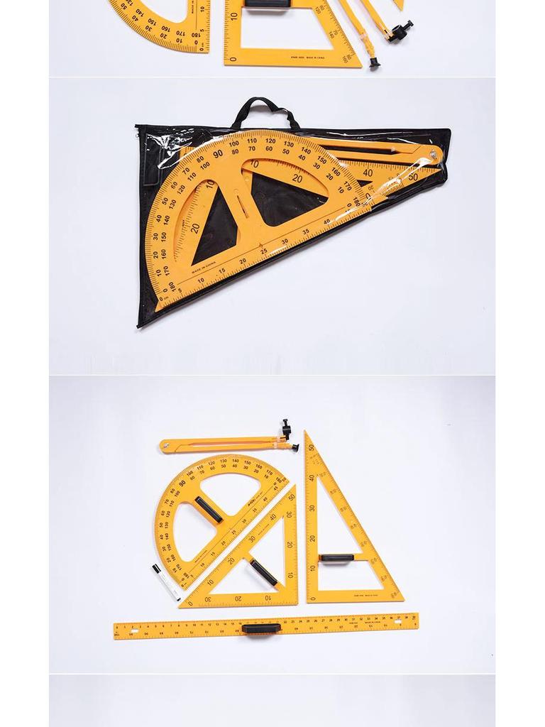 Multifunctional Teaching Ruler and Compass Set: Five-Piece Art Stationery Kit