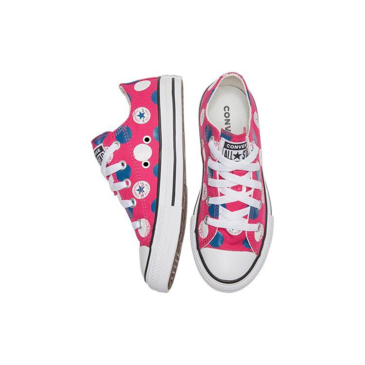 Converse Chuck Taylor All Star Low Top Kids Canvas Shoes Blue Pink Polka Dots Teenagers 667598C