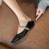 3189-7 Shiny Rhinestone One-word Strap~ Wedge Heel Small Square Head Flat Shoes Single Shoes Fairy Wind Can Be Worn with Two Heels