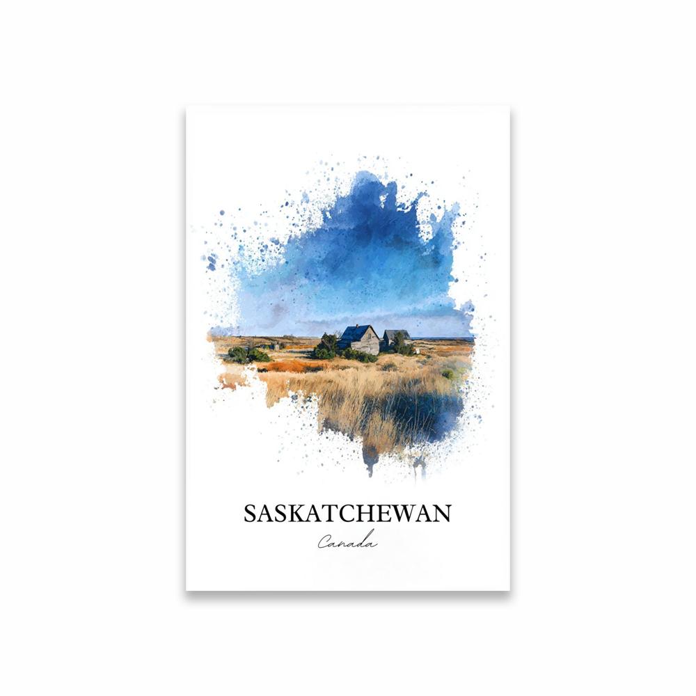 Saskatchewan Wall Art Poster Canada Yukon Wall Art Watercolor Travel Poster Paris France Landscape Canvas Painting Decor 21X30CMNo Framed