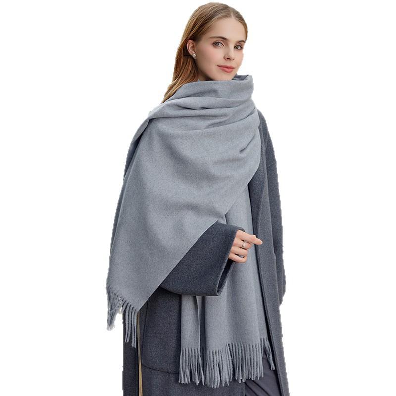 Wool Scarf Korean Atmosphere Cashmere Scarf Women's Autumn and Winter High Quality Versatile New Solid Color Scarf
