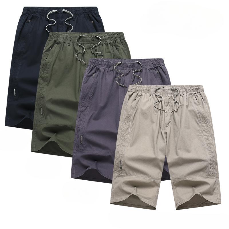 Léto zkrácené Pánské Bavlněné šortky Volné Rovné nohavice Běžné Pracovní oblečení Šortky Kalhoty Pánské