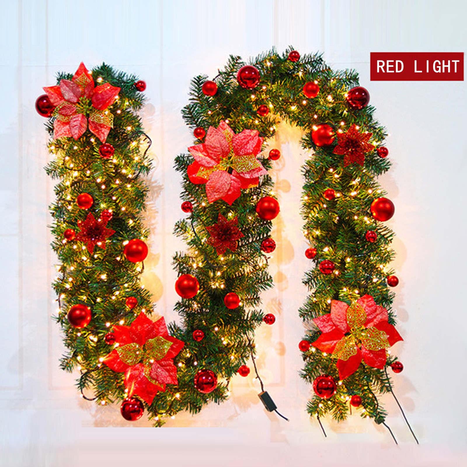 

2,7 м рождественская зашифрованная дверь из ротанга, подвесная гирлянда, украшение, украшение для рождественской елки (с подсветкой) красный