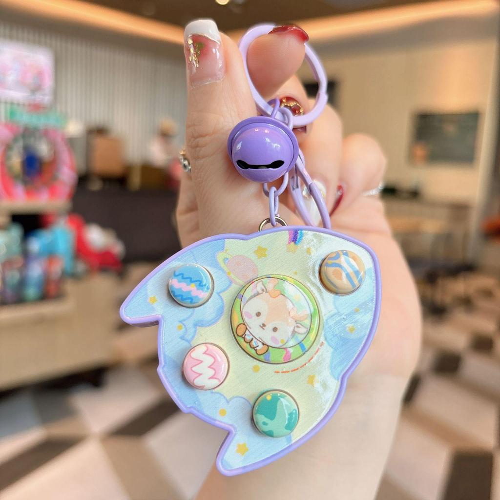 Creative Luminous Cartoon Rocket Game Console Keychain with Sound Effects & Claw Machine Decompression Pendant Gift