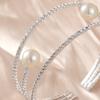 Luxury Rhinestone Pearl Wide Open Cuff Bracelet For Women Stylish Stretch Bangle Fashion Versatile Jewelry Gift