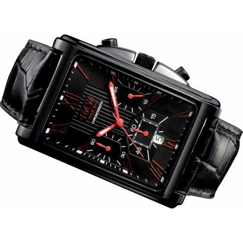 

JMW TOKYO Men s Square Watch, Black & Red, Square Rectangular, Men s Chronograph, Limited Edition, Seiko Quartz Movement, Leather Band, Genuine Leathe