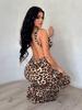 Temu 2026 Summer Women's Sleeveless Leopard Print Open-Back Dress