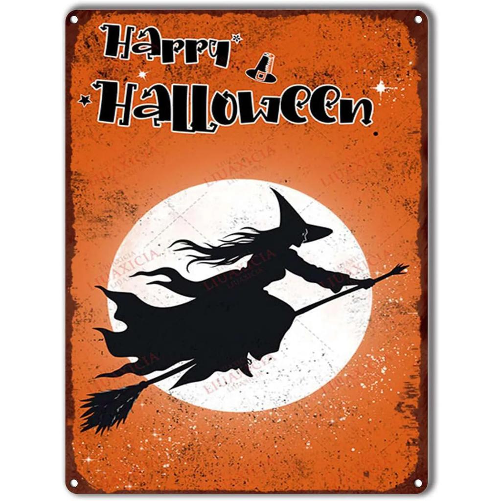 In A World Full of Princesses Be A Witch  Happy Halloween Metal Tin Sign for Indoor  Outdoor Home Bar Coffee Wall Decor  Hall