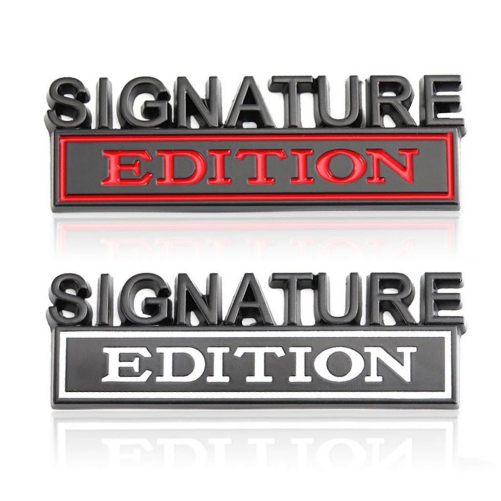 1Pc 3D Metal SIGNATURE Edition Logo Car Front Grille Badge Side Fender Rear Trunk Emblem Sticker Decal