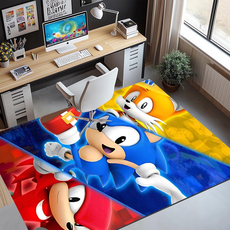 Sonic Pattern Rug, Indoor/Outdoor Mat, for Picnic, Gameroom, Bedroom, Office, Living Room, Home Decor Carpet, Birthday Gift