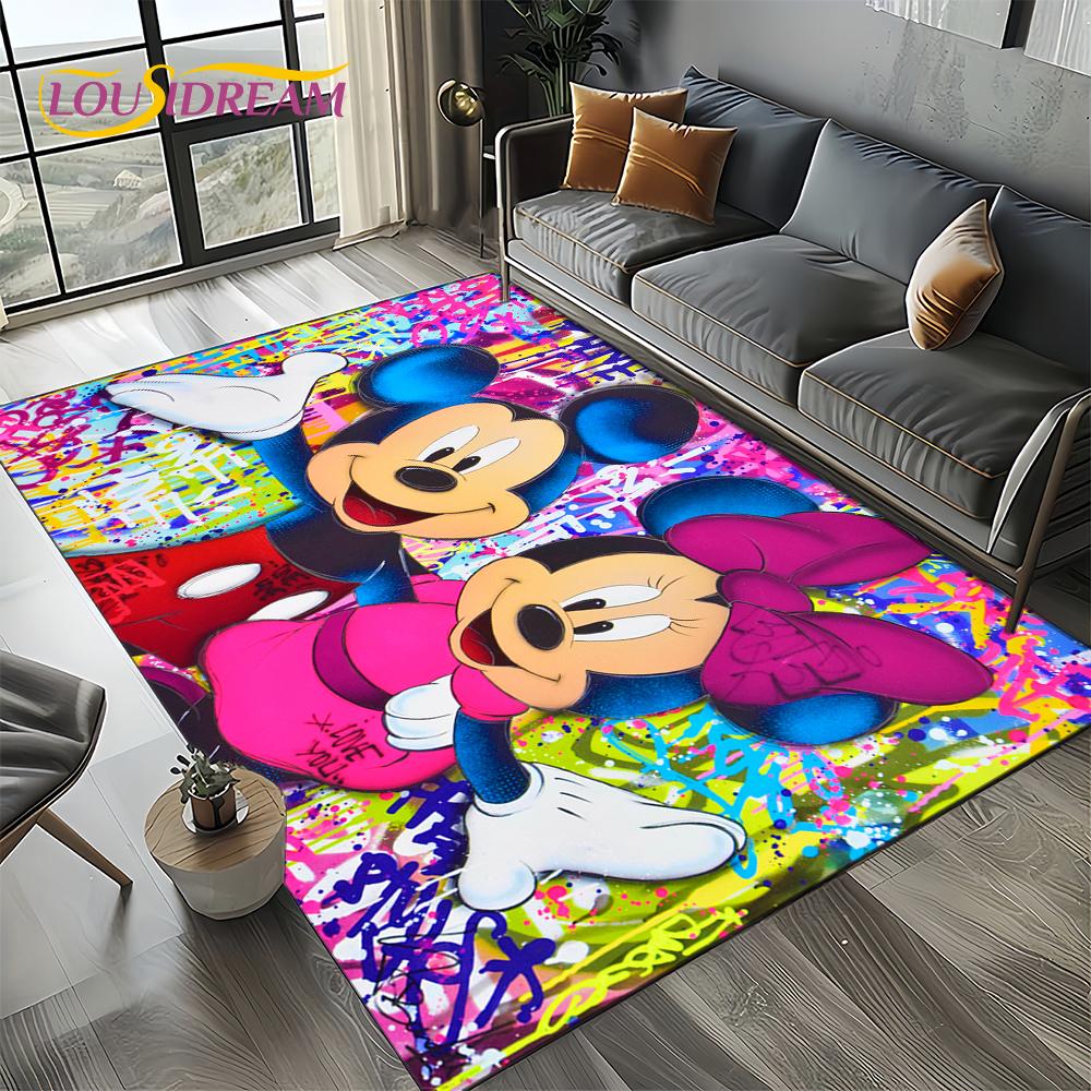 Mickey Minnie Mouse Donald Duck Cartoon Carpet Rug for Bedroom Living Room Home Sofa Decoration,kids Large Decor Floor Mat Gift