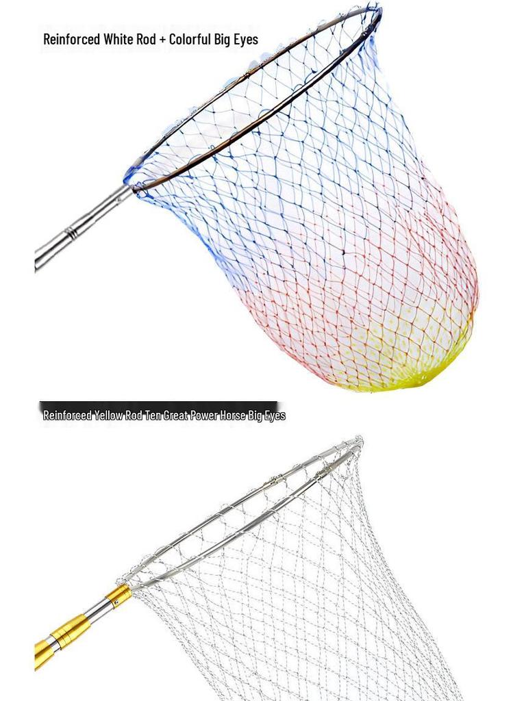 Telescopic Landing Net with Fine Mesh - Expandable Handle & Net Head for Fishing