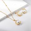 Vintage Pearl Necklace Earrings Set Gift Box Elegant Drop Pendant Jewelry For Women
