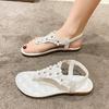 Sandali da Donna Nuovi Estivi con Tacco Basso Copri Punta Aperta Fiori Spezzati Piatte Versione Coreana Taglia 41 Sandali da Donna