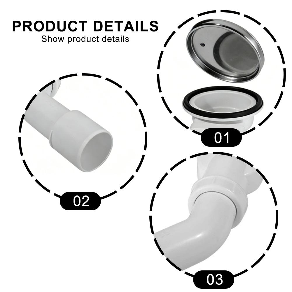 Bathtub drain assembly ABS hair filter shower drain kit silver panel basin drain pipe designed for smooth drainage