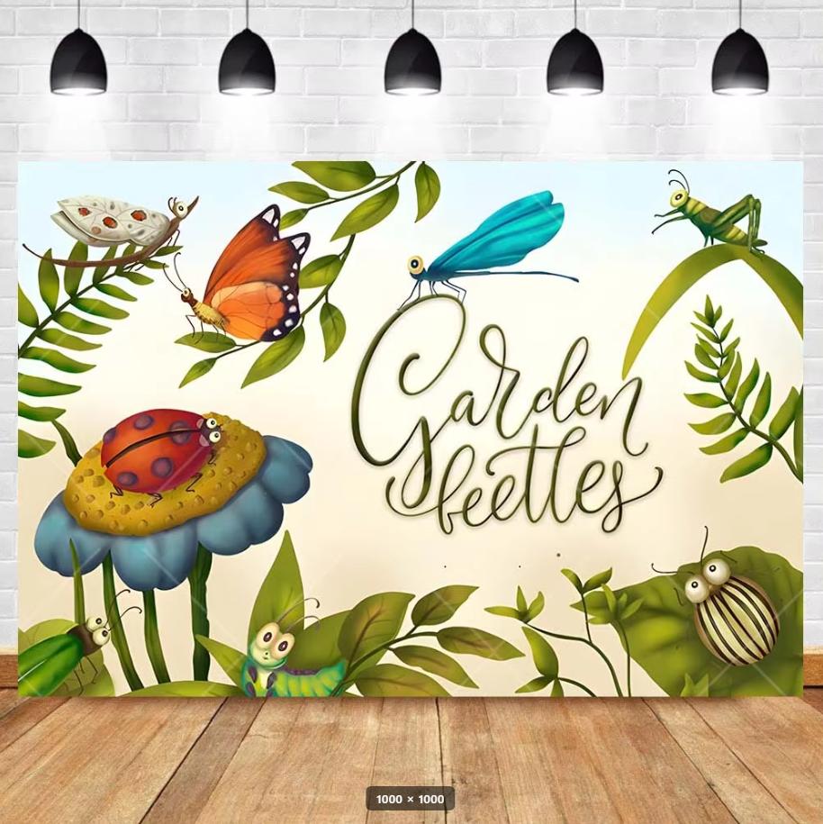 Insektenthema Hintergrund Ameise Marienkäfer Blattgirlande Banner Hintergrund Kindergeburtstagsparty Dekoration Babyparty Anordnung