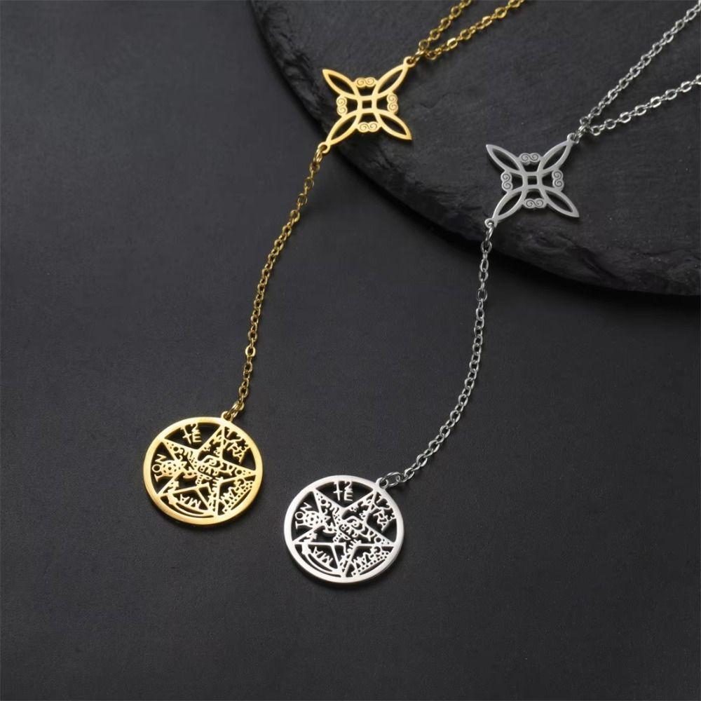 Sacred Symbol Witch Knot Necklace Stainless Steel Tetragrammaton Necklace  Gift Giving