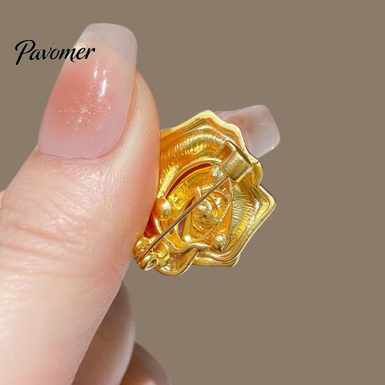 Rose Brooch Pin Vintage Golden Plated Brooch, Metal Flower Lapel for Relief Floral Badge Women, Suits Dresses Shirts Scarves Dainty