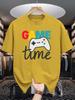Unisex Crew Neck Tee Game Time Colorful Gamepad Art Graphic Print Soft Cotton Loose Short Sleeve Summer Casual Male Streetwear Tops