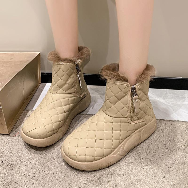 

Мода интернет-знаменитостей, меховые интегрированные зимние ботинки, женские новые зимние утепленные популярные хлопковые ботинки, теплые хлопковые ботинки-«хлебушки» 35 хаки