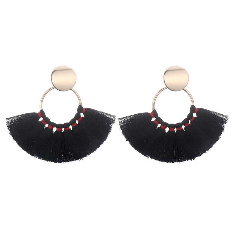 Fashion Gold Color Metal Tassel Earrings For Women Vintage Big Statement Bohemian Earrings Rope Cotton Fringe Drop Zircon Gift