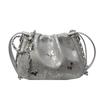 Single Shoulder Women's Crossbody Bag  Popular Small Silver Bag  New Butterfly Metal Design  Korean Cloud Style Bag