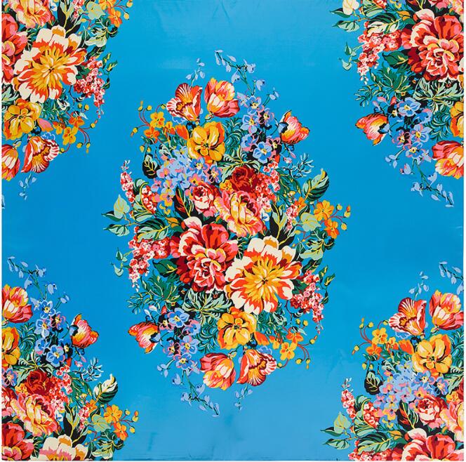 New Brand Shawl 100% Twill Silk Scarf Floral 130cm Square Scarves Print Kerchief Bandana Woman Headband Hijab Scarves Wraps