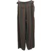 Aula Made In Japan Striped Pattern Long Pants Brown Waist Rubber Women Used