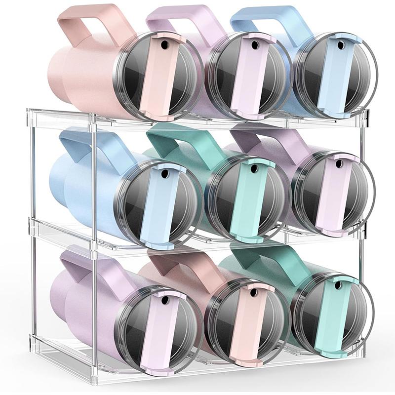 Stackable Water Bottle Organizer Holder For Clear Wine Rack Cup Bottle Holder For Cabinet Home Countertop Fridge Pantry Shelf