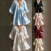 European and American Summer Independent Station New V-neck Lace Dress Loose Holiday Skirt