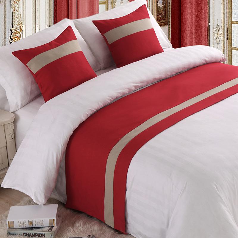 Nordic Style Simple Bed Flag Bed Runner With 2Pcs Pillowcase Home Hotel Wedding Decor Bed Spread Bedroom Decor Bed Tail Flag