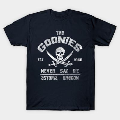 Pánské černé tričko s potiskem The Goonies Never Say Die Potisk na papíře bez ořezu Bavlněné tričko