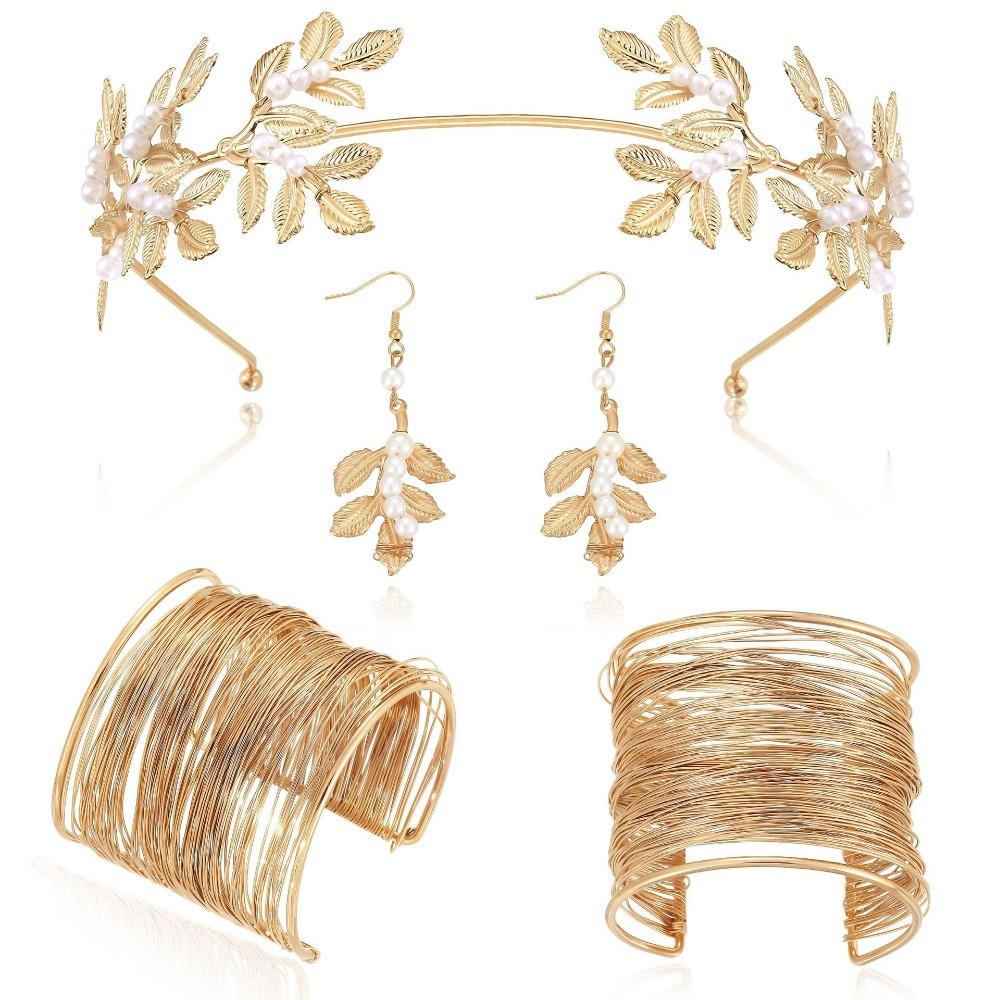 Hair Accessories Fashion Personality Gold Leaf Pearl Headband