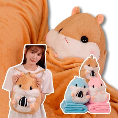 Non-Toxic 40Cm Kawaii Hamster Plush Doll Hand Warmer Blanket 3-In-1 Melon Seed Hamster Plush Doll Blanket Doll 2-In-1And Hamster Backpack