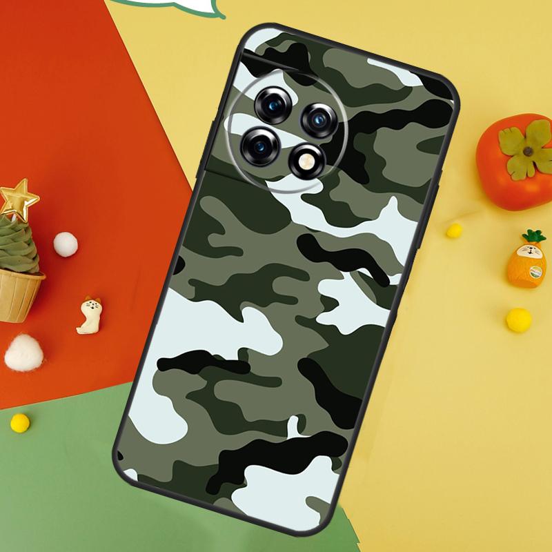 Green Camouflage Back Case For OnePlus 15 13R 13 13T 12 12R 11 10 10T 8T Nord CE 5 2 3 4 Lite N20 N30 Cover