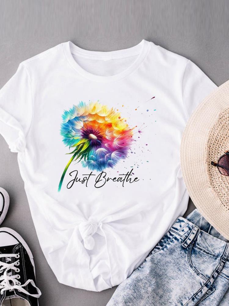 (Asian Size) Leopard Love Heart Women's Top Print O-neck Short Sleeve T-shirts Fashion Female Casual T Clothing Graphic Tee