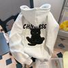 American Streetwear Cat Print Hoodie Unisex Loose Fit Fall Thin Sweatshirt Plus Size Men Women